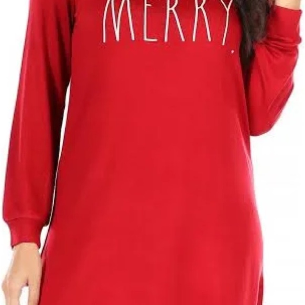 Red 'Merry' Long Sleeve Nightshirt